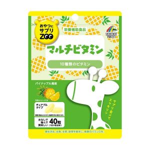 日本UNIMAT RIKEN ZOO复合维生素咀嚼片 40粒 菠萝味