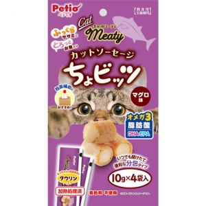 日本PETIO meaty全猫种用间食可投药辅助短切香肠 10g×4袋 吞拿鱼味