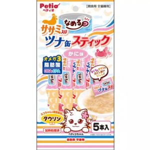 日本PETIO全猫种用间食用鸡胸入金枪鱼罐头条 5个入 蟹肉味