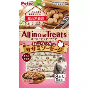 日本PETIO ALL IN ONE TREATS全猫种用成猫用综合营养食鸡胸香肠 8个入