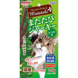 日本PETIO全猫种用间食牛磺酸配合木天蓼肉干 25g 鲣鱼味