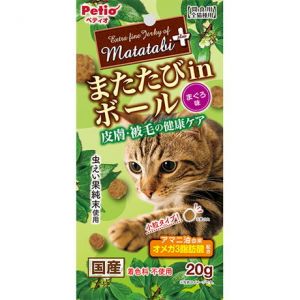 日本PETIO全猫种用间食omega-3配合小粒木天蓼皮肤毛发健康护理球 20g 金枪鱼味
