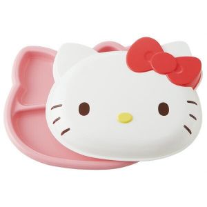 日本SKATER Hello Kitty造型脸可爱分格餐盘 附盖子