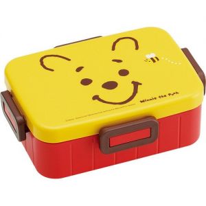 日本SKATER卡通图案四点扣盖型便当盒 黄色盖维尼熊650ml